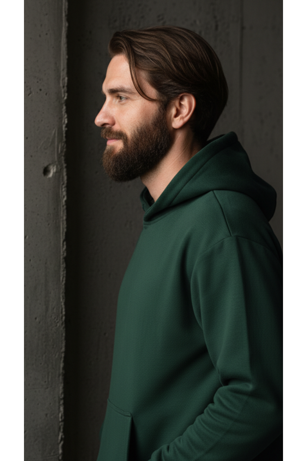 YEŞİL DİAGONAL SWEATSHIRT KAPŞONLU